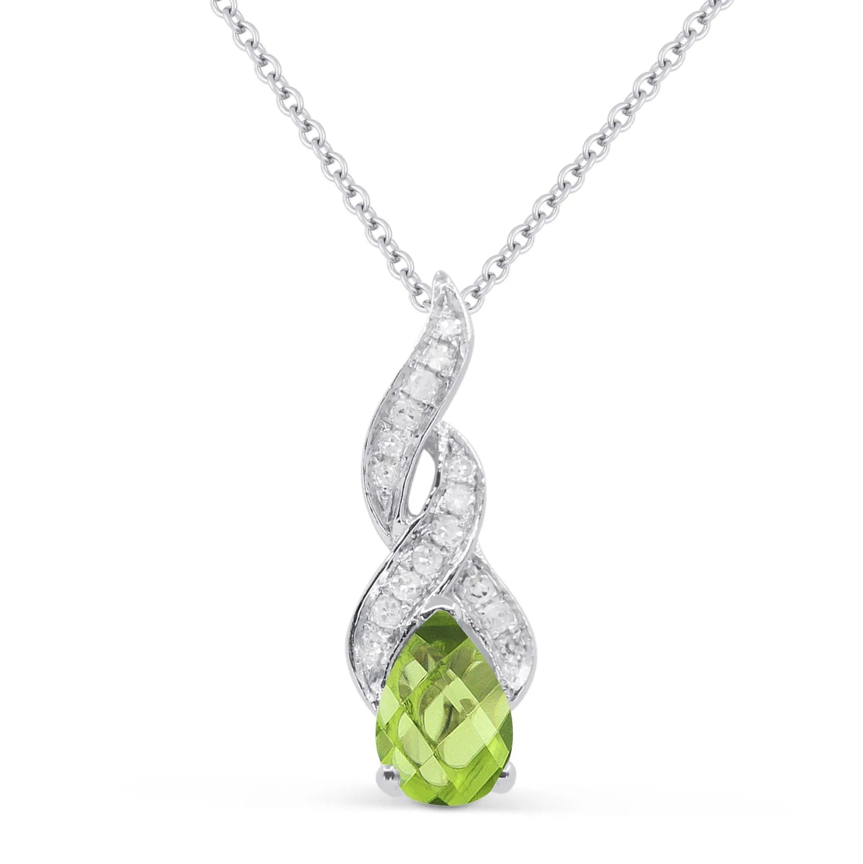 0.45ct Peridot 16"Pendant Necklace in 14K White Gold