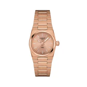 25MM TISSOT PRX QUARTZ WATCH WITH ROSE GOLD STAINLESS STEEL AND COPPER DIAL WITH DIAMOND MARKERS