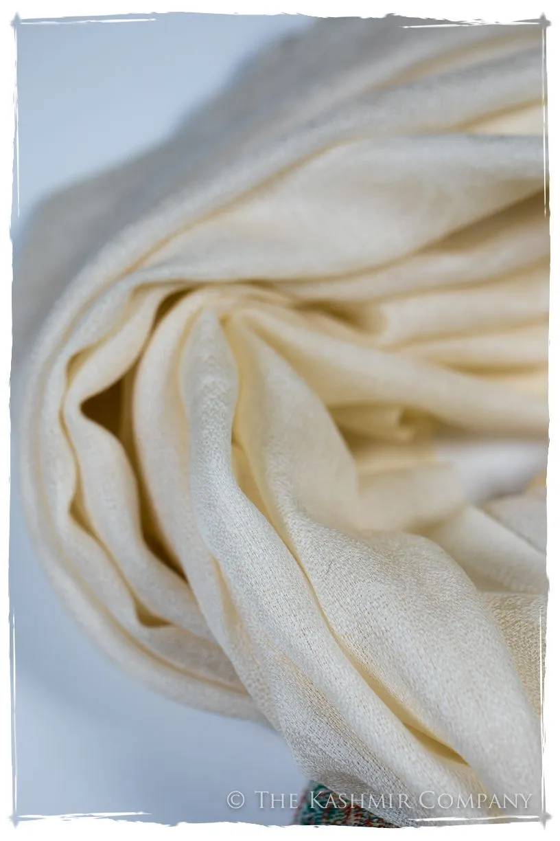 Fabrizia Frontière Ivory Kashmir Wool Scarf