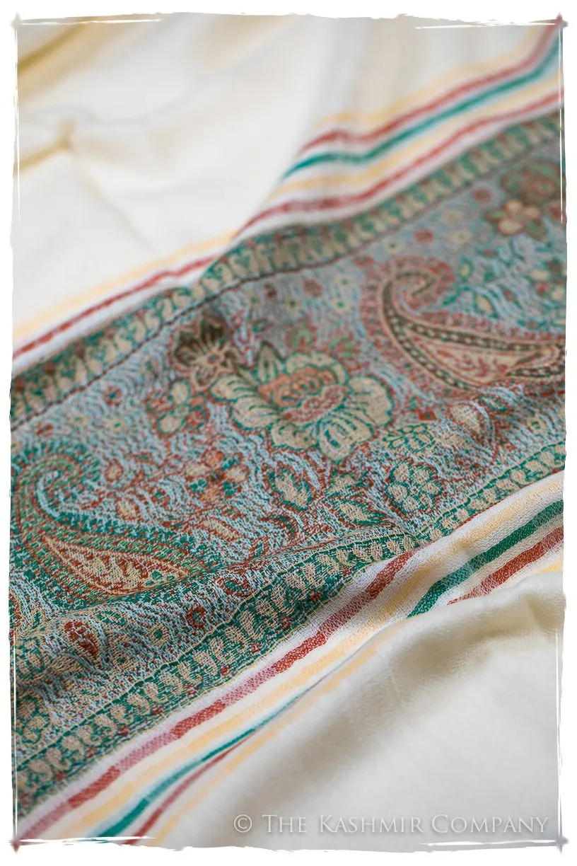 Fabrizia Frontière Ivory Kashmir Wool Scarf