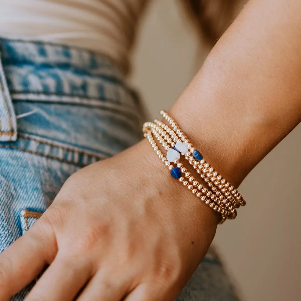 Gold Filled Bracelet with Blue Lapis Heart
