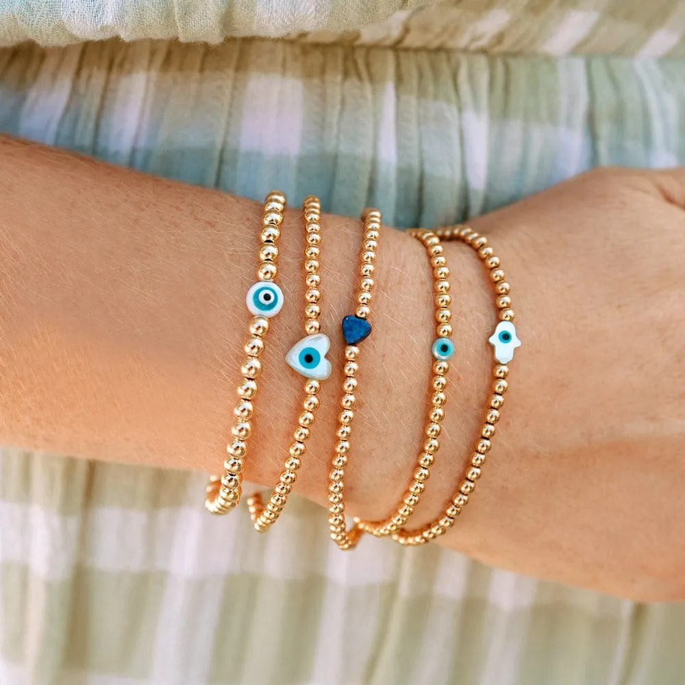 Gold Filled Bracelet with Blue Lapis Heart