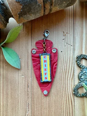 KC Chiefs Red Leather Arrowhead Pendant