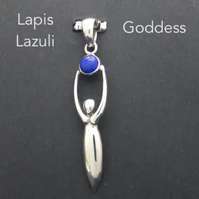 Lapis Lazuli Goddess Pendant, 925 Sterling Silver kt