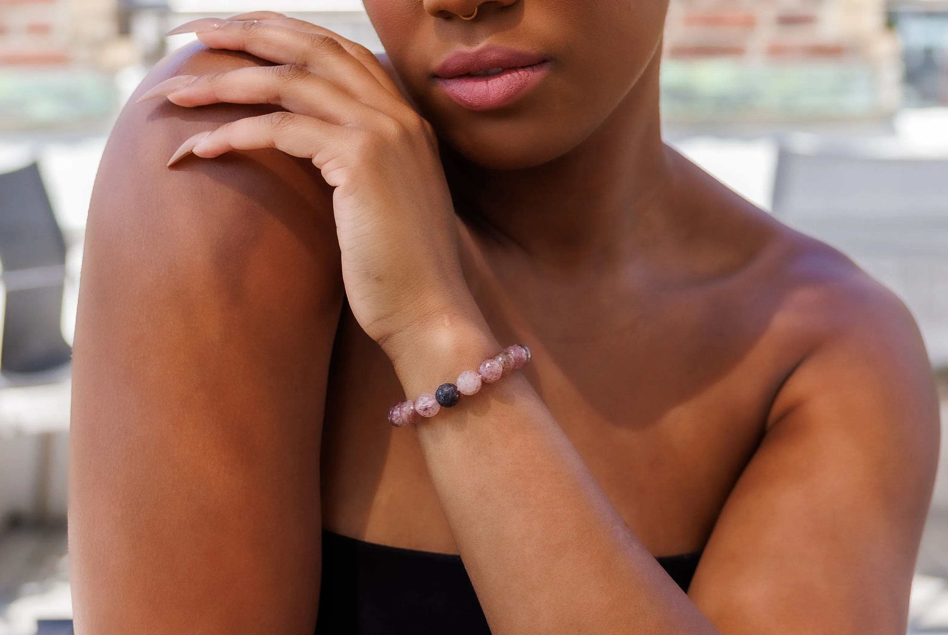 Luxury Faceted Cherry Quartz Natural Gemstone Bracelet