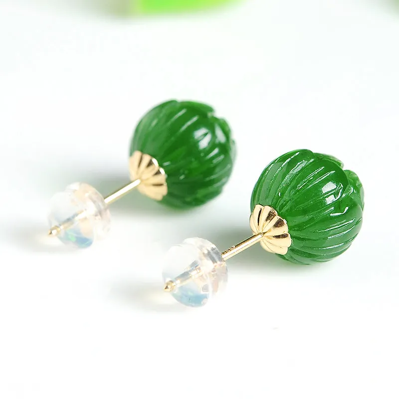 Natural Jade Earrings Nephrite Gold Earrings EG92