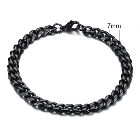 New 7mm Colorful Stainless Steel Cuban Chain Handmade Bracelet For Men Women Punk Goth Charm Hand Chain Bracelets Jewelry Gift