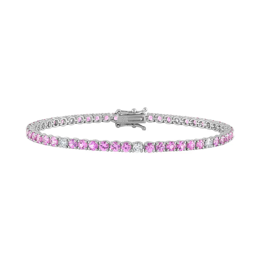 Pink Sapphire And Diamond Tennis Bracelet