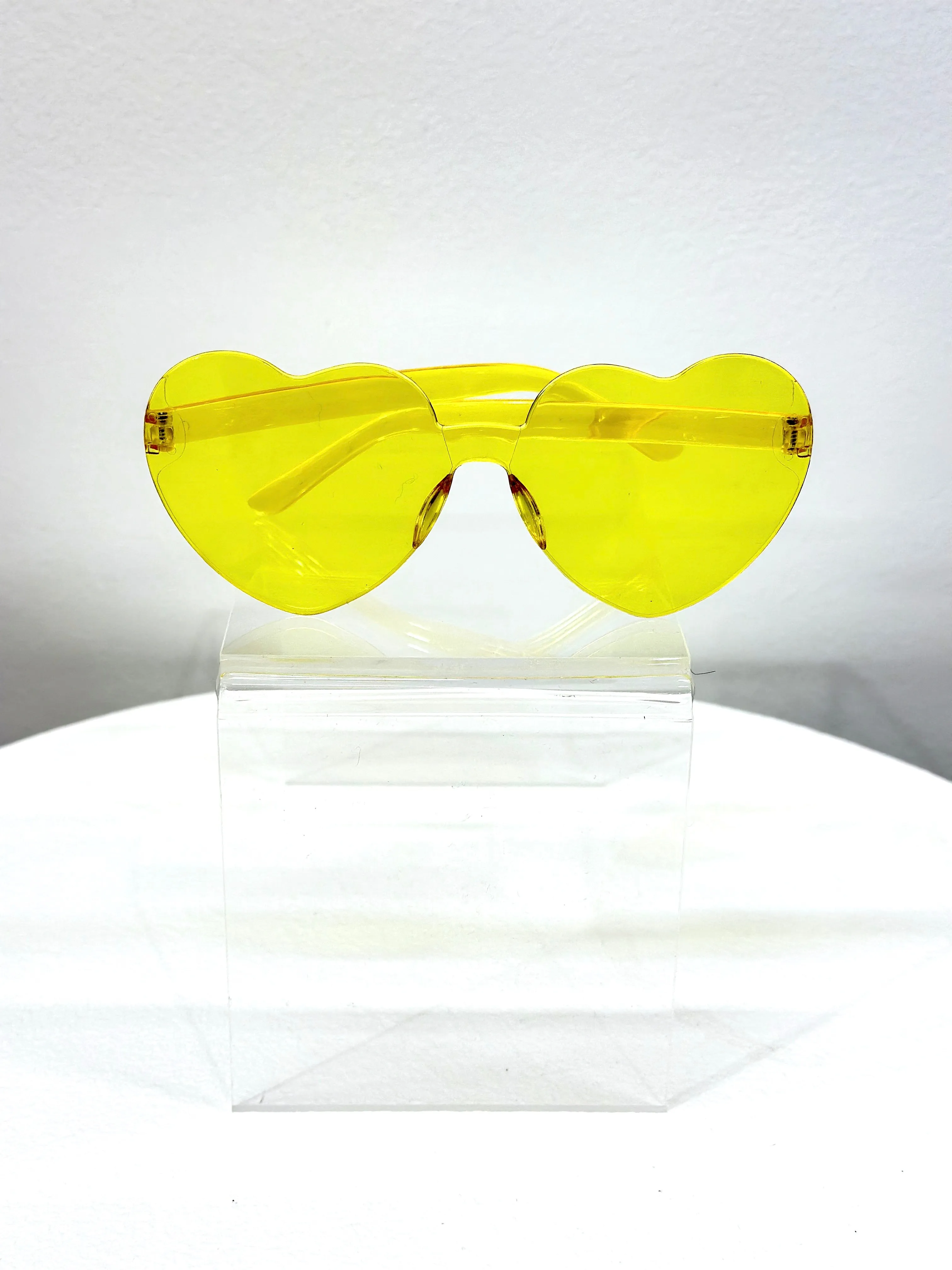 Rimless Heart Sunglasses - Yellow